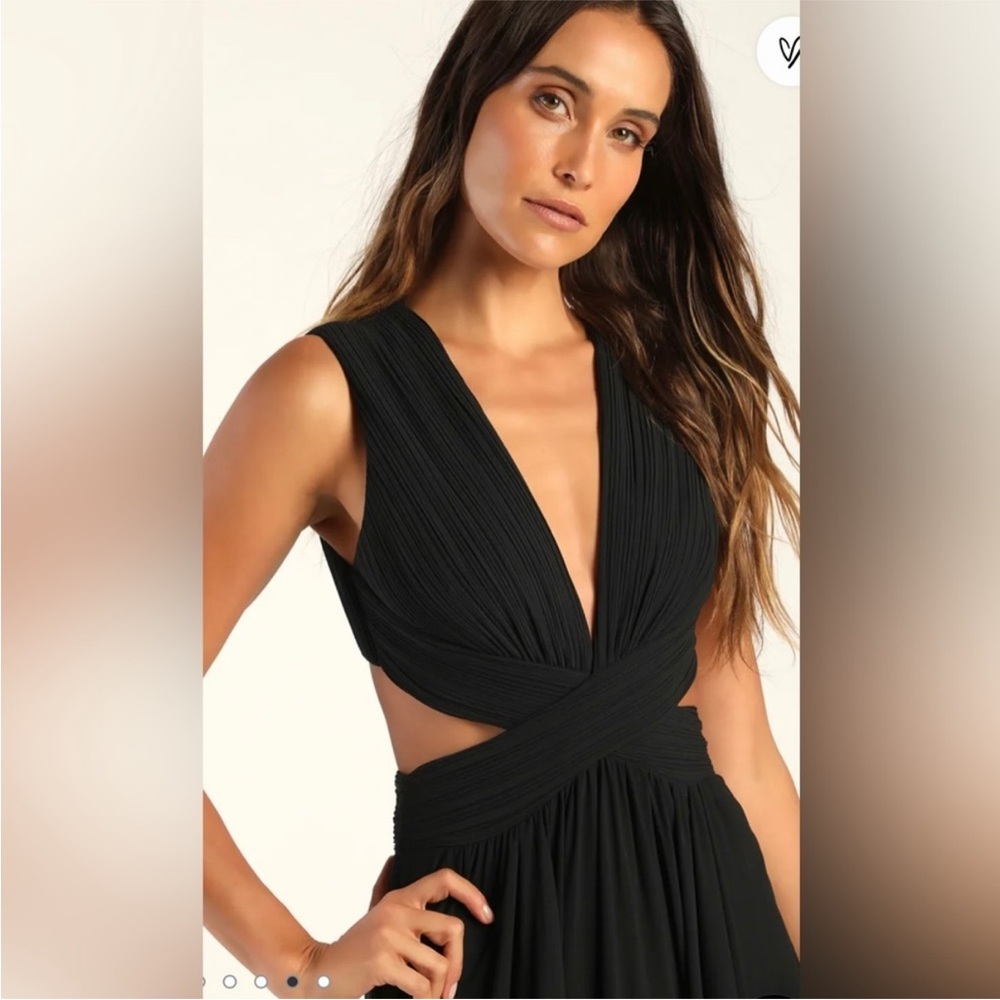 NWT Lulus Vivid Imagination Black Cutout Maxi Dress Formal Evening Textured - Picture 6 of 9